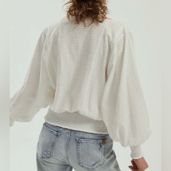 Anthropologie Smocked Top. White. Size S. - Picture 2 of 5